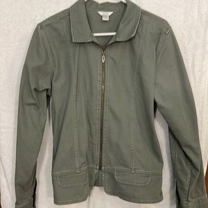 Christopher Banks medium sage green light weight Jean like material jacket